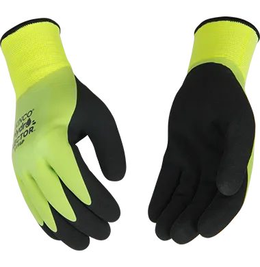 Kinco HYDROFLECTOR™ WATERPROOF HI-VIS GREEN LINED THERMAL KNIT SHELL & DOUBLE-COATED LATEX
