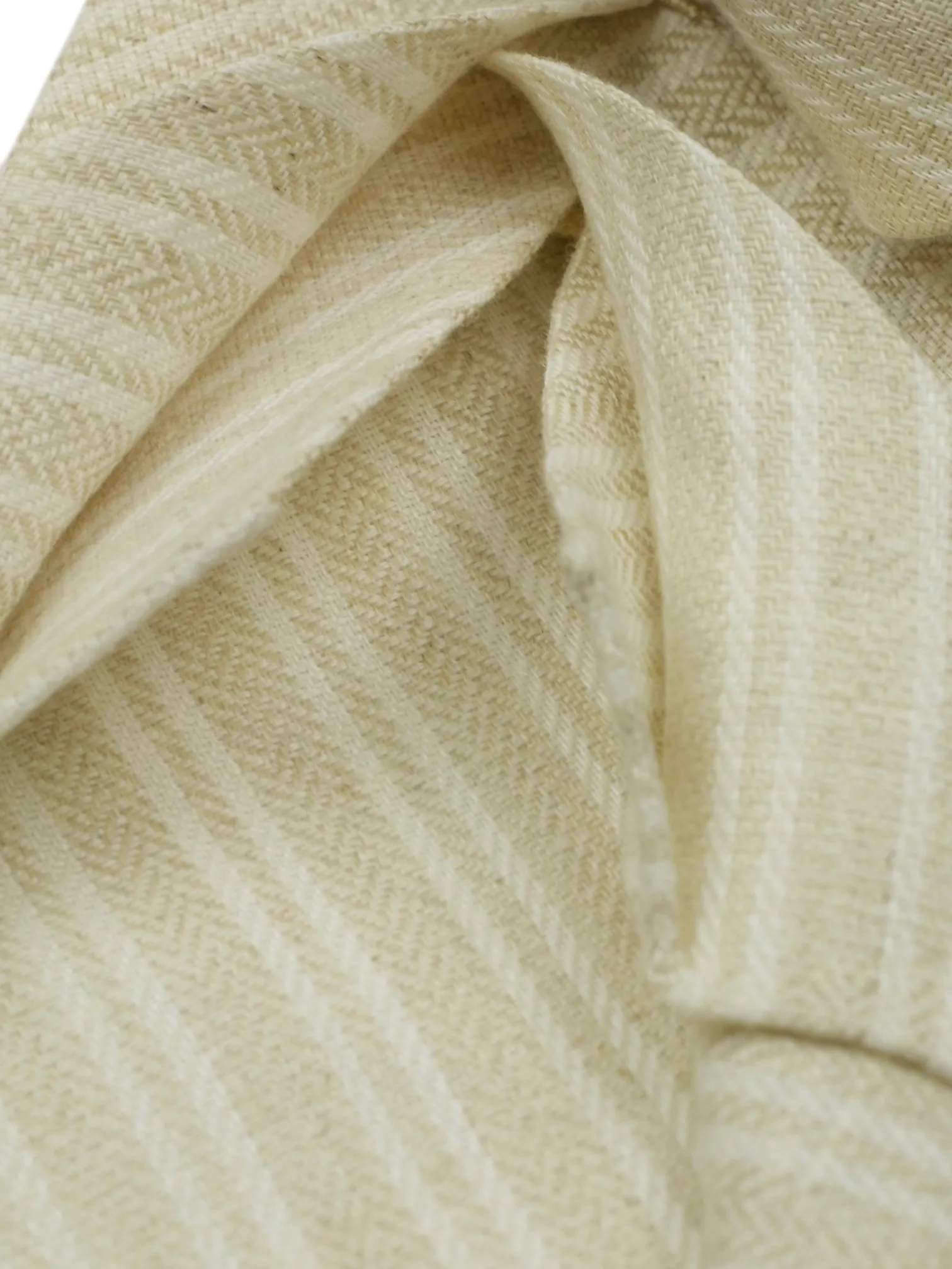 Kiton 5-Fold Greige Handrolled Linen Striped Tie