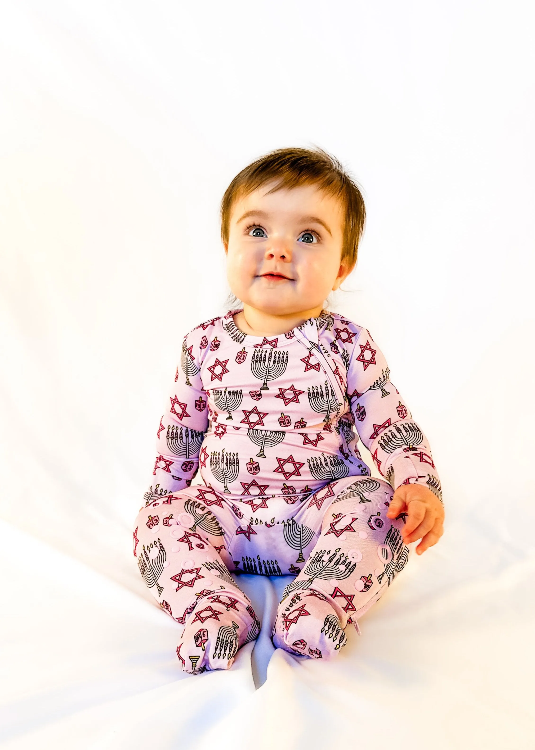 Knee-Grip Pink Dreidel Convertible Footie