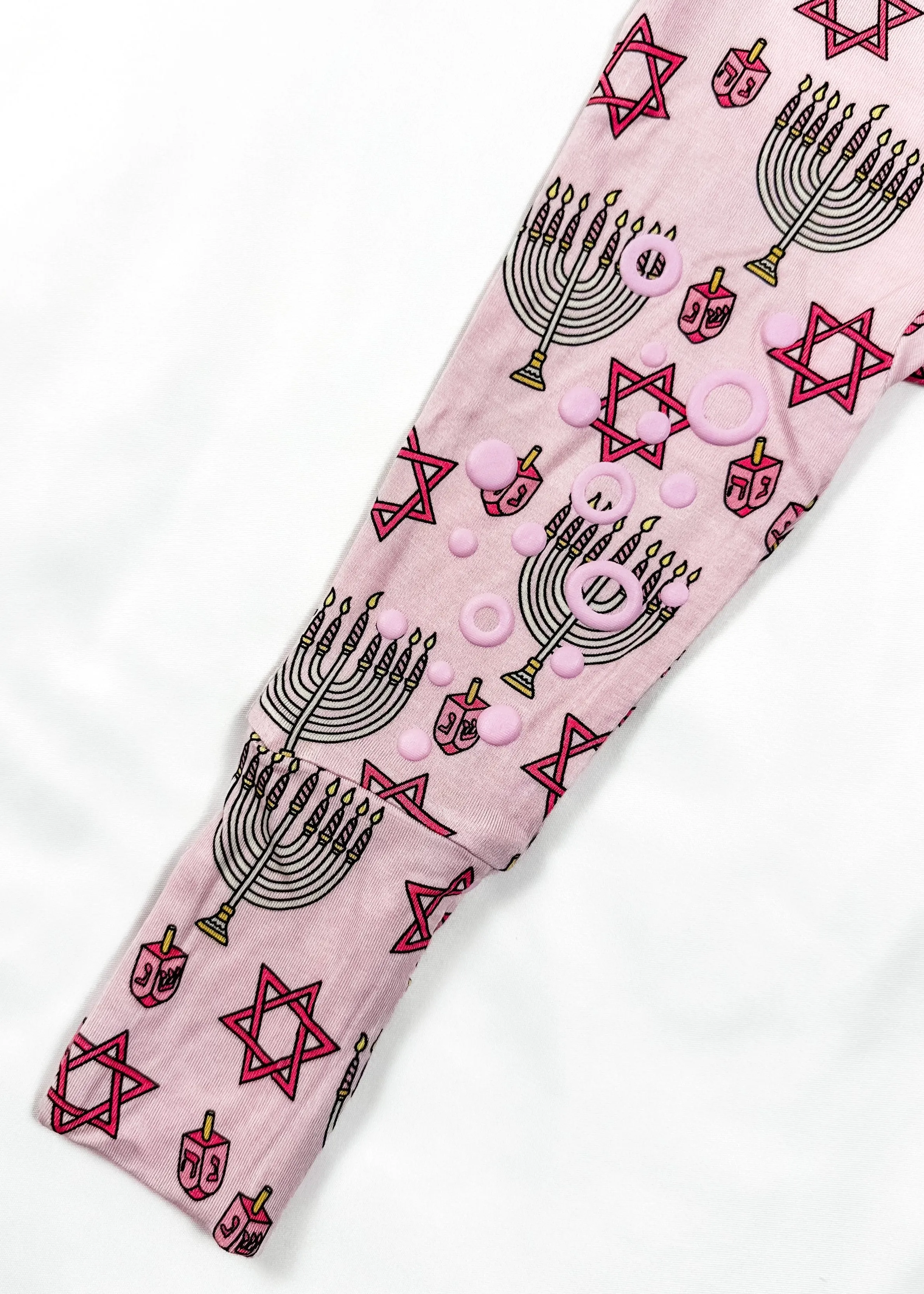 Knee-Grip Pink Dreidel Convertible Footie