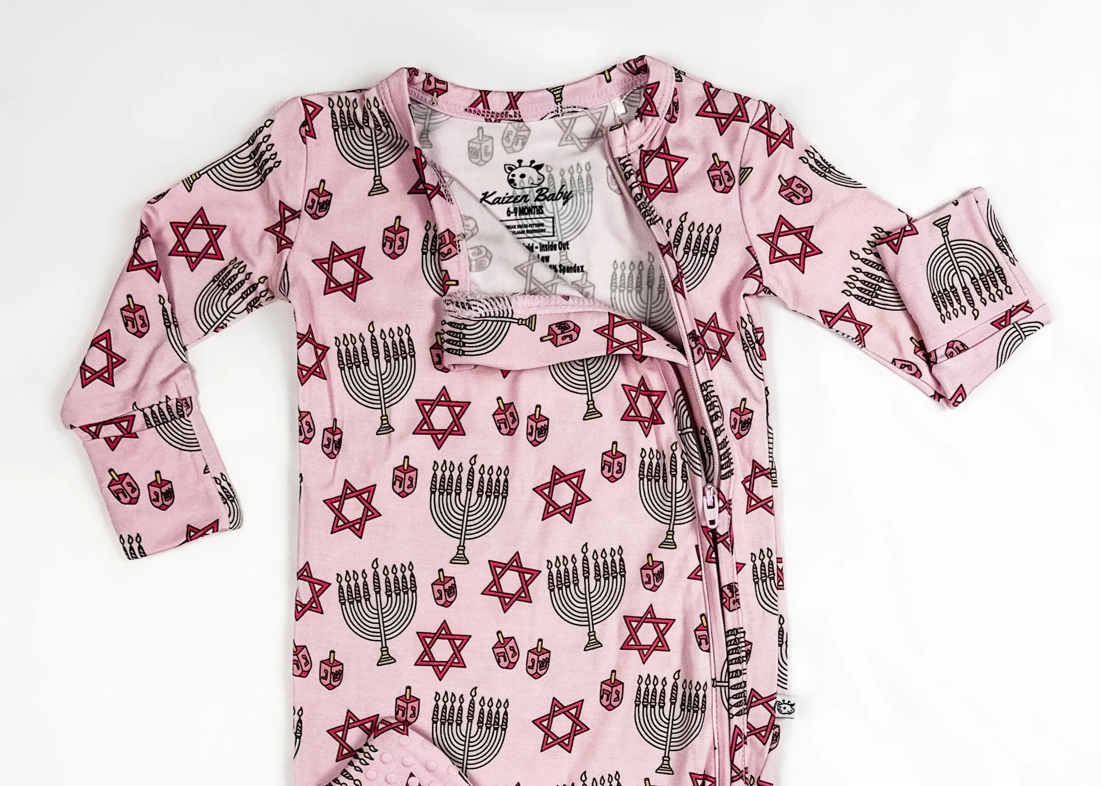 Knee-Grip Pink Dreidel Convertible Footie