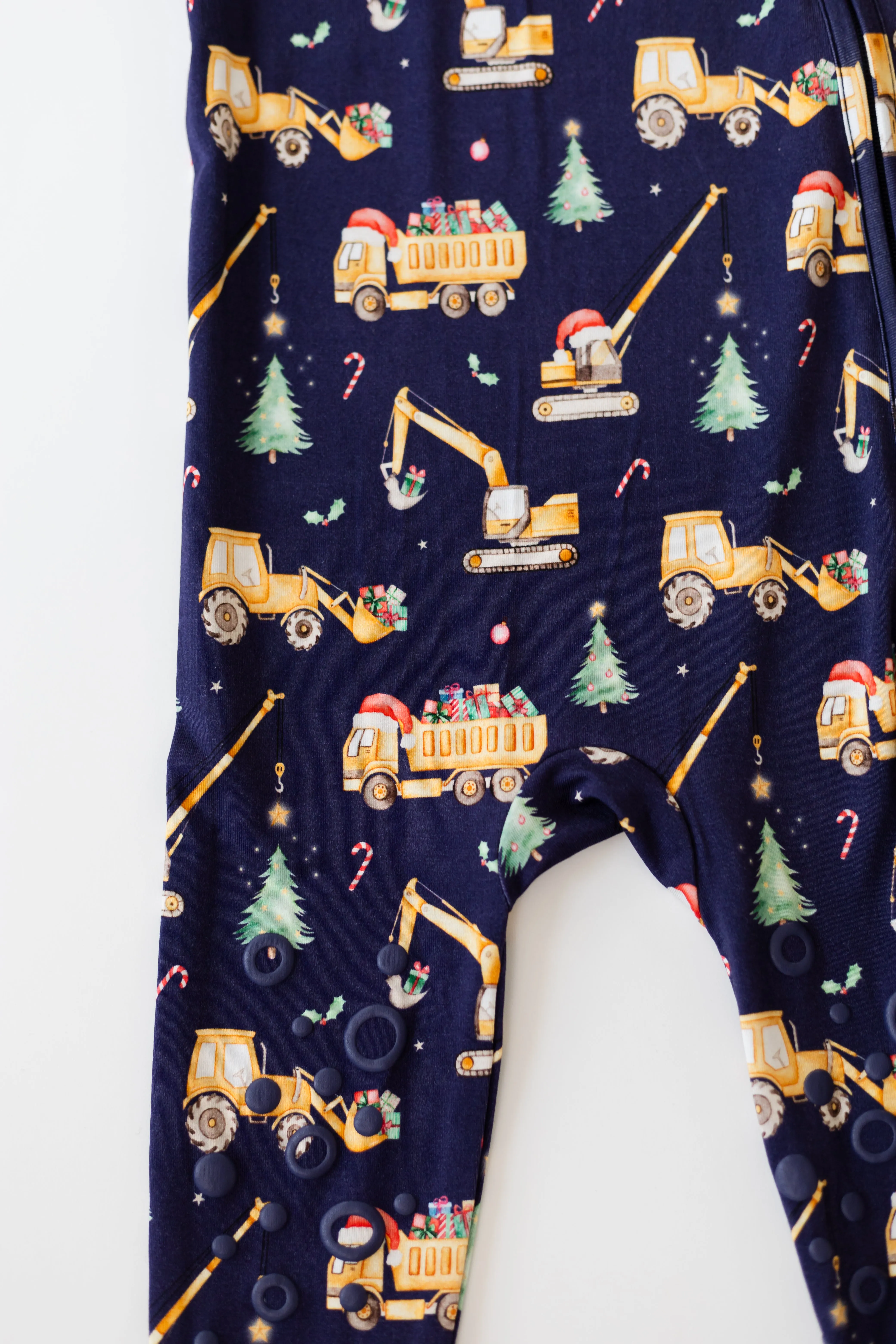 Knee-Grip Xmas Construction Convertible Footie