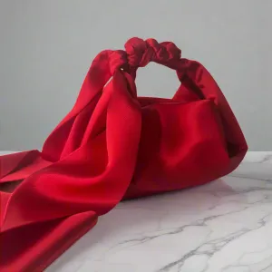 Knotted Handle Bag - Red Silk Satin