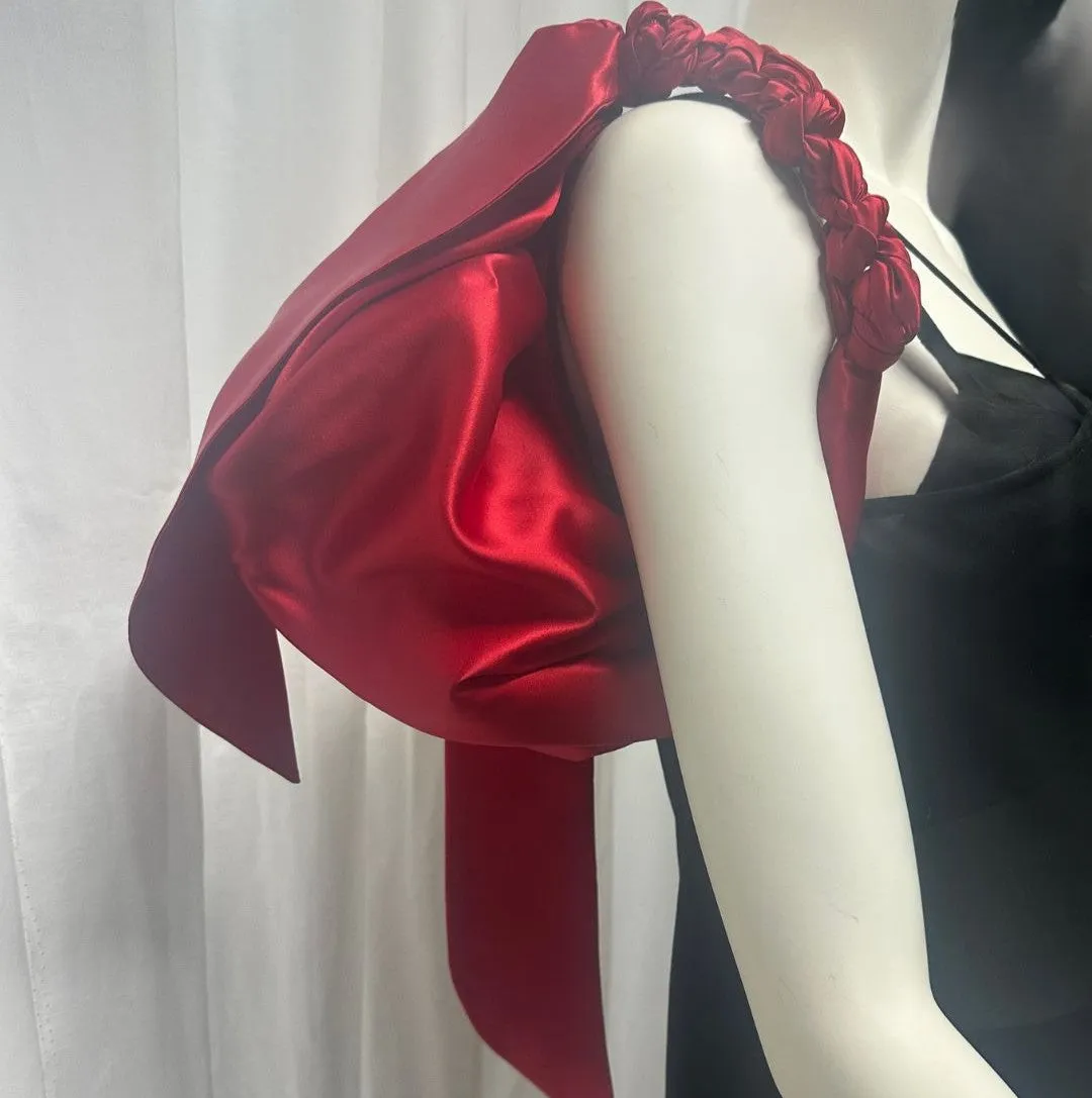 Knotted Handle Bag - Red Silk Satin