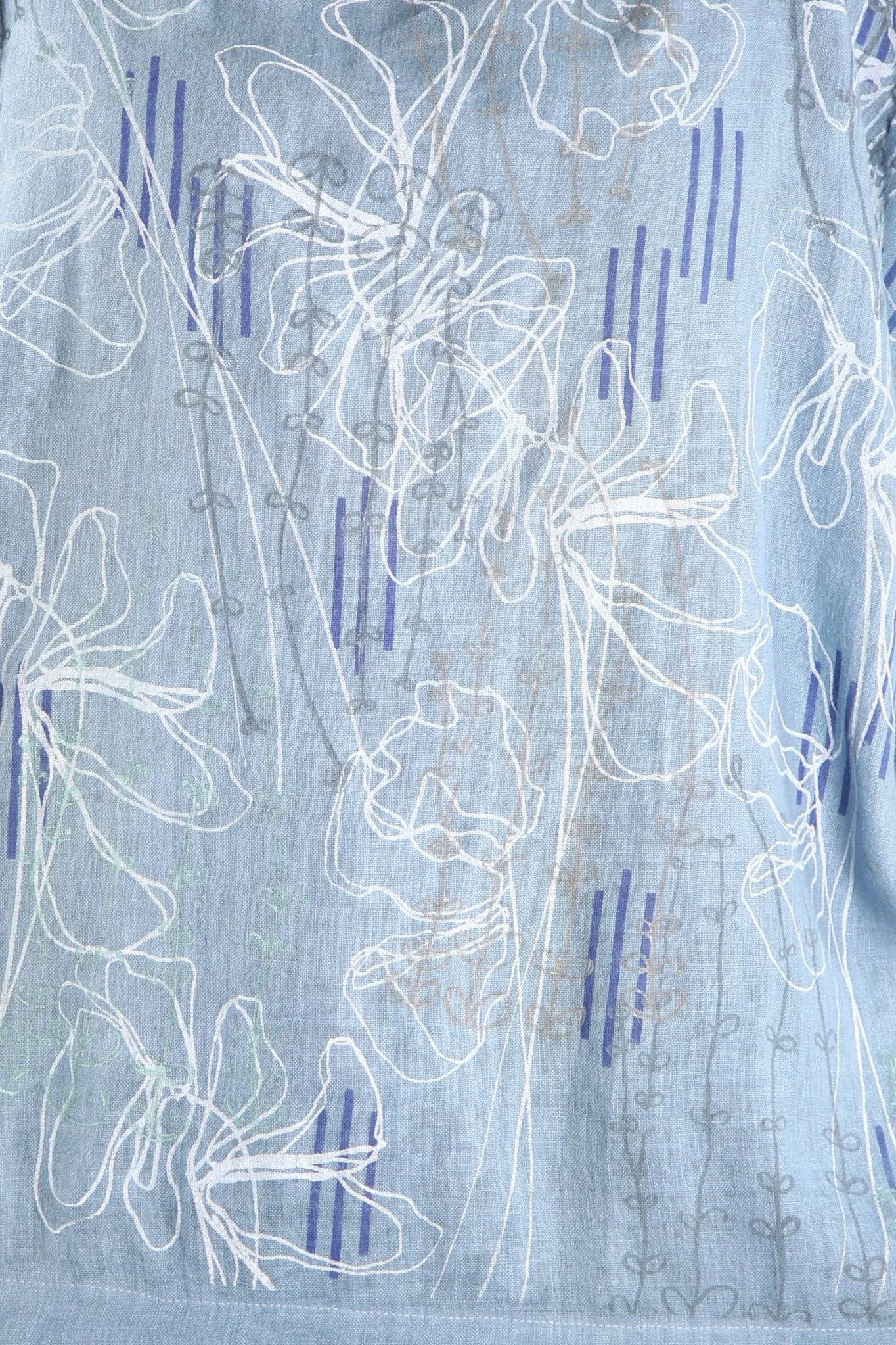 L594-Oversized Square Linen Top-Blue Topaz-P