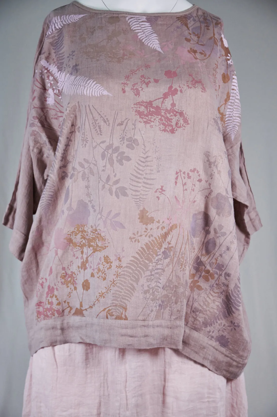 L594 Oversized Square Linen Top-Moon Rock-P