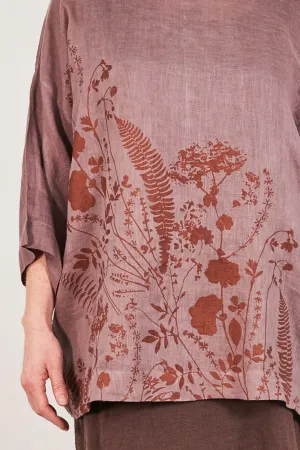L594-Oversized Square Linen Top-Plum Haze-P