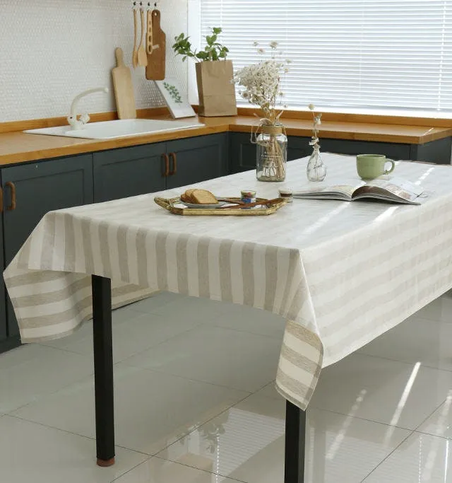 Laminated Linen Blend Waterproof Fabric, Checker and Stripes, 4 Styles, 59 inches Wide, Non-glossy TPU Coating - By the Yard 40182-1