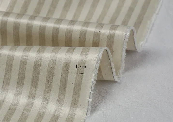 Laminated Linen Blend Waterproof Fabric, Checker and Stripes, 4 Styles, 59 inches Wide, Non-glossy TPU Coating - By the Yard 40182-1