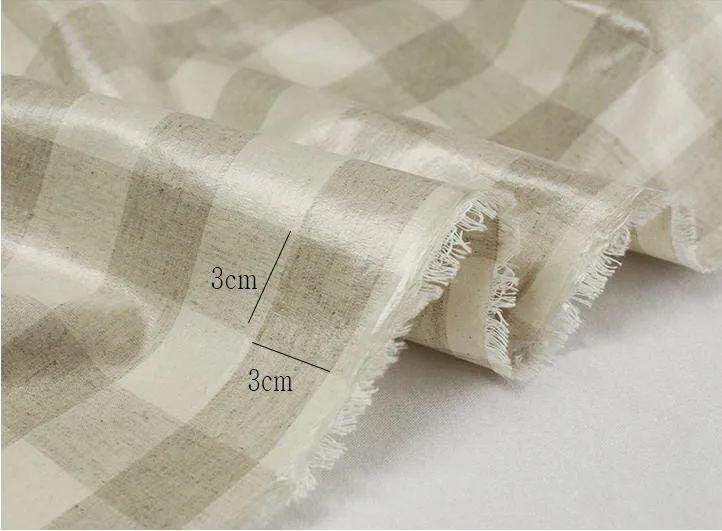 Laminated Linen Blend Waterproof Fabric, Checker and Stripes, 4 Styles, 59 inches Wide, Non-glossy TPU Coating - By the Yard 40182-1