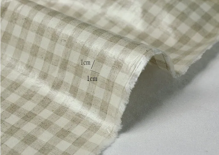 Laminated Linen Blend Waterproof Fabric, Checker and Stripes, 4 Styles, 59 inches Wide, Non-glossy TPU Coating - By the Yard 40182-1
