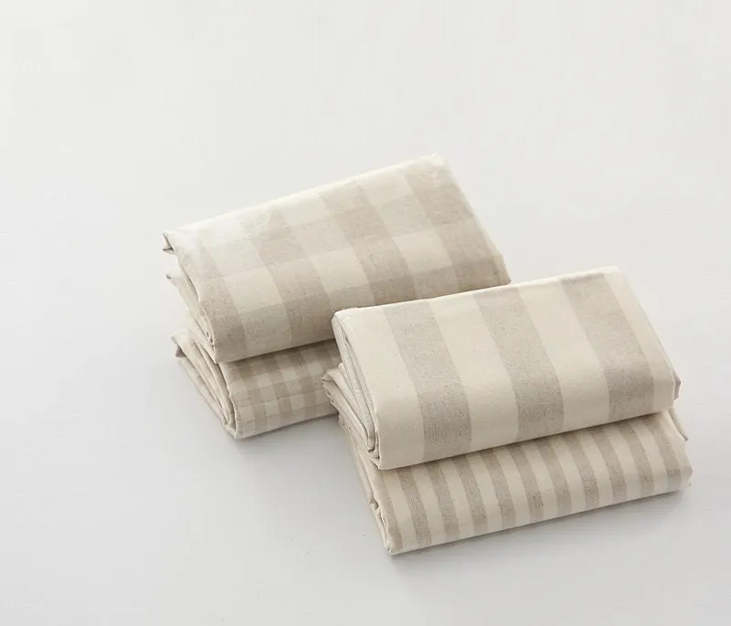Laminated Linen Blend Waterproof Fabric, Checker and Stripes, 4 Styles, 59 inches Wide, Non-glossy TPU Coating - By the Yard 40182-1