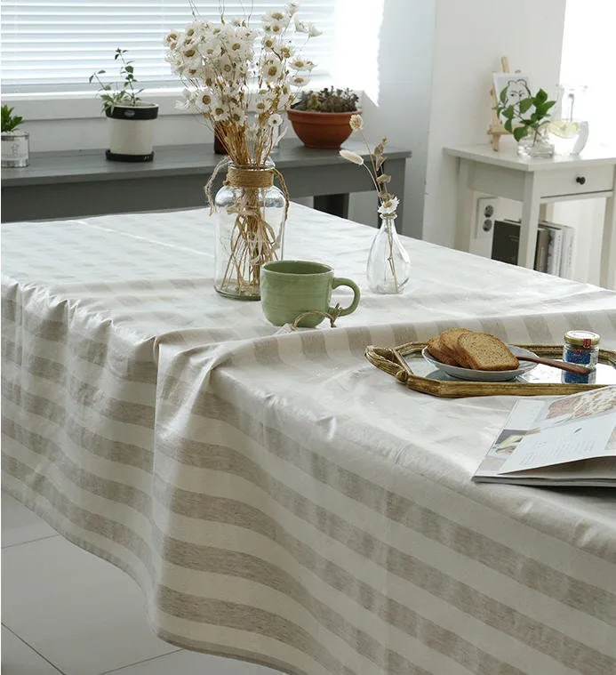 Laminated Linen Blend Waterproof Fabric, Checker and Stripes, 4 Styles, 59 inches Wide, Non-glossy TPU Coating - By the Yard 40182-1