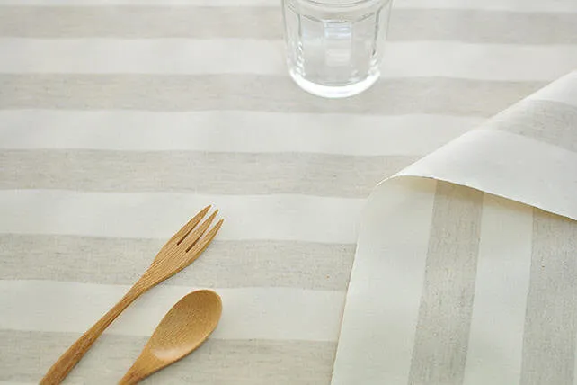 Laminated Linen Fabric - 3 cm Stripe - By the Yard 94555
