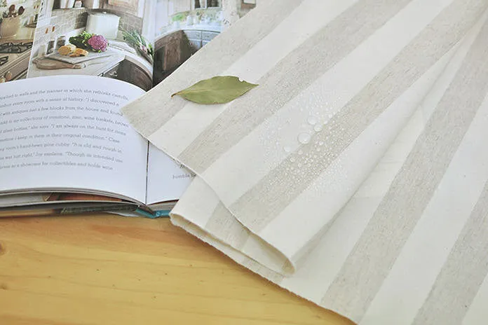 Laminated Linen Fabric - 3 cm Stripe - By the Yard 94555