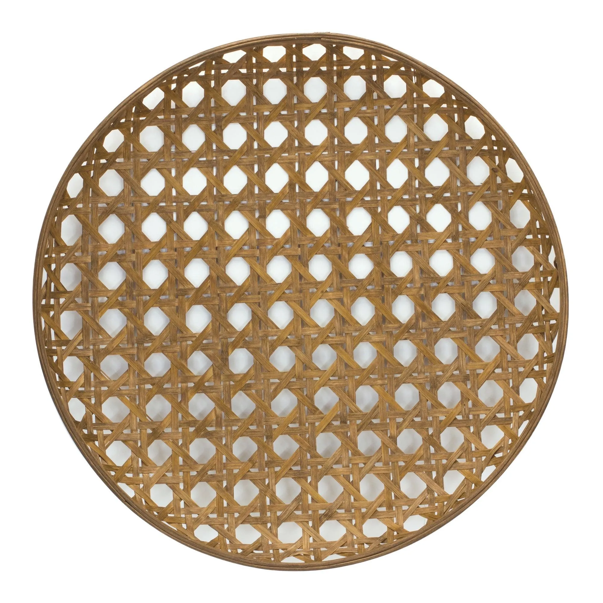Large Round Bamboo Wooden Tray 26"D