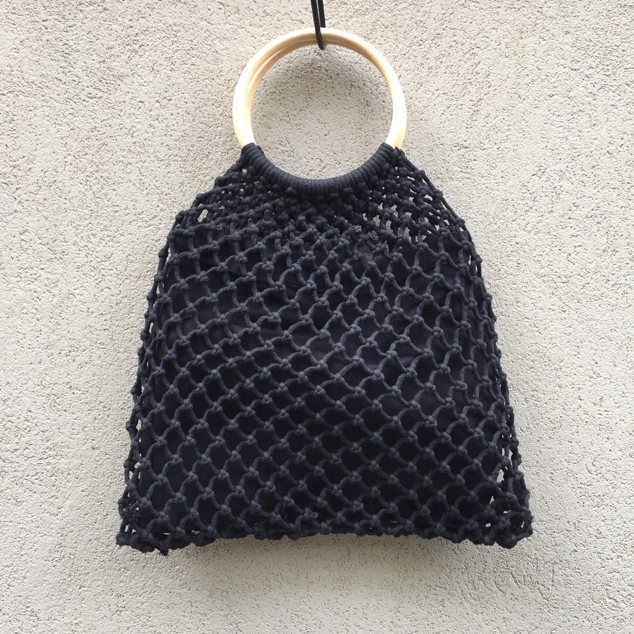 Larissa Woven Macrame Net Tote Bag