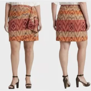 Lauren Ralph Lauren Geo-Motif Cotton-Linen Wrap Skirt Size 18W Aztec looking