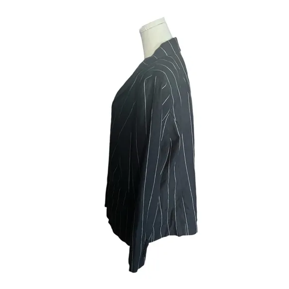 Lauren Ralph Lauren Linen Pinstripe Blazer Black &amp; Cream Transitional NEW 14