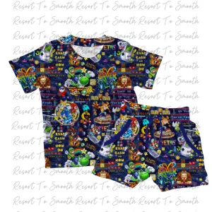 LEVEL UP MASH UP Bamboo Short Sleeve POCKET Tee Shirt  Shorts DAYWEAR Set