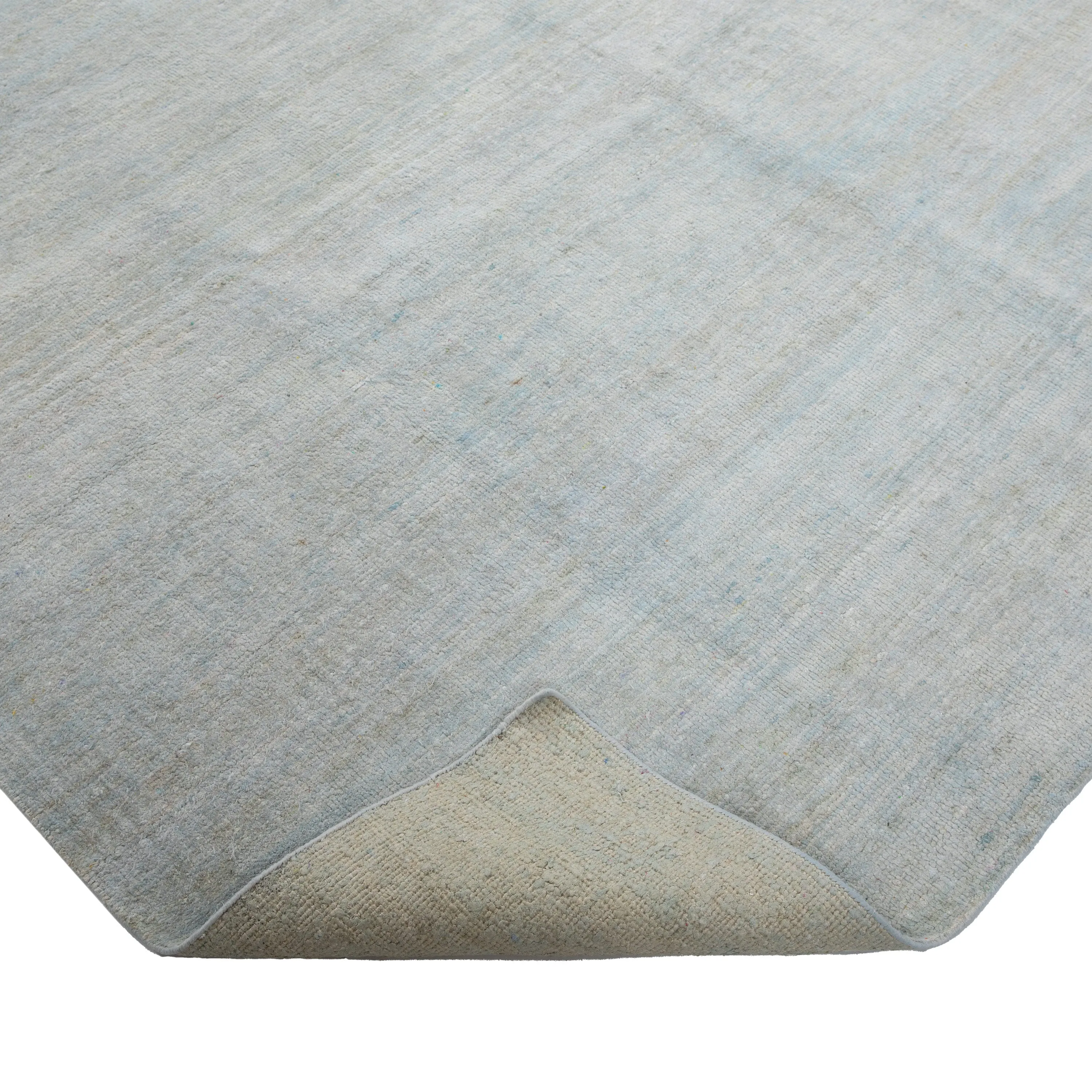 Light Blue Solid Art Silk Rug  - 7'10" x 9'11"