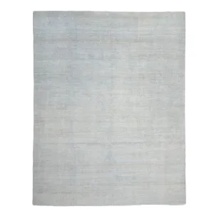 Light Blue Solid Art Silk Rug  - 7'10" x 9'11"