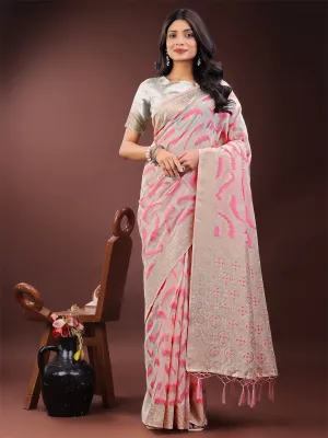 Light pink Linen Cotton Saree