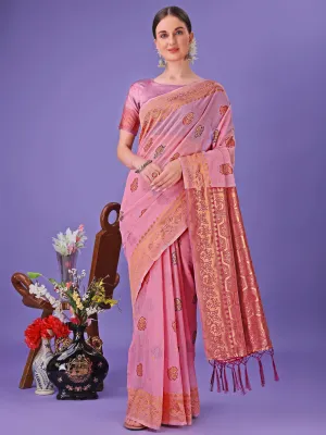 Light Pink Linen Cotton Saree