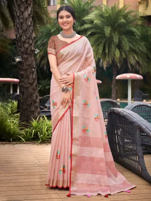 Light Pink Linen Saree