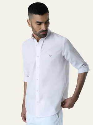 Light Pink Solid Slim Fit Linen Cotton Shirt