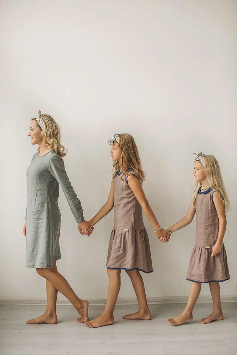 Light-Trapeze Cut Modest Linen Dress