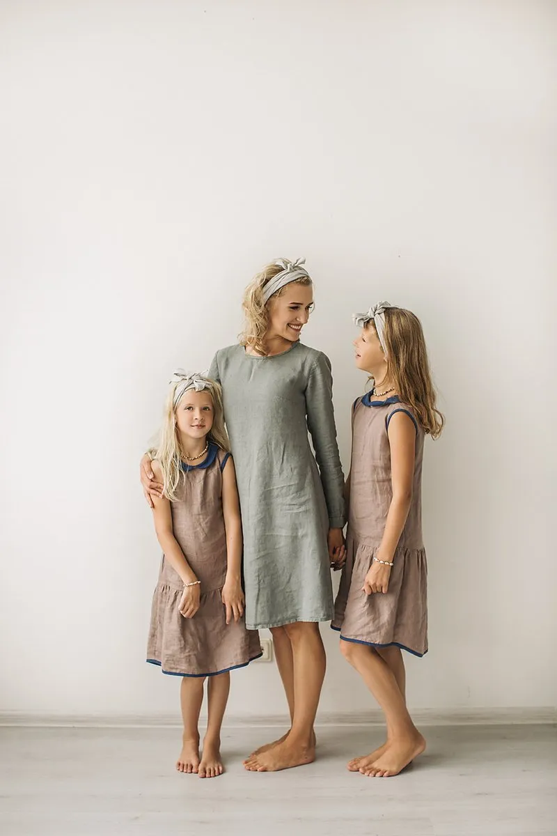 Light-Trapeze Cut Modest Linen Dress