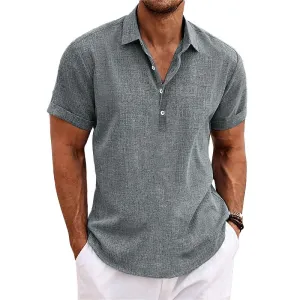 Lightweight Linen-Cotton Short-Sleeve Shirt for Gentlemen