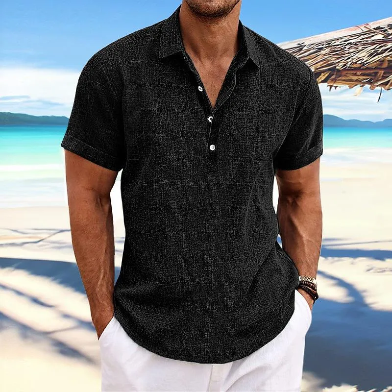 Lightweight Linen-Cotton Short-Sleeve Shirt for Gentlemen
