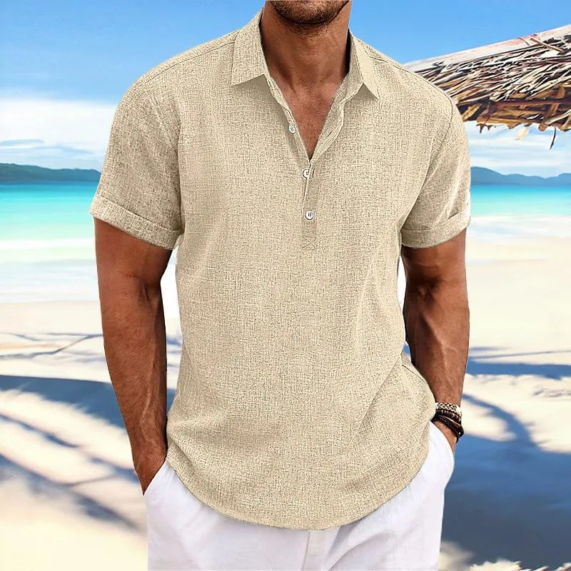 Lightweight Linen-Cotton Short-Sleeve Shirt for Gentlemen