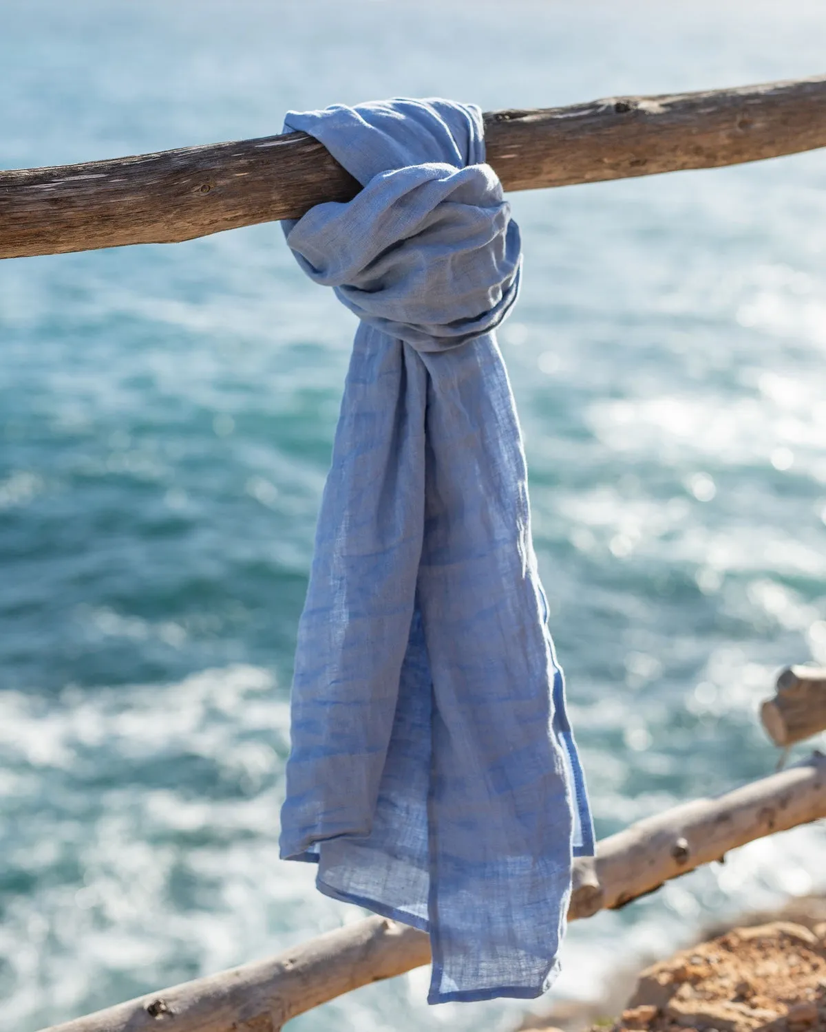 Lightweight Linen Scarf in Dusk Blue