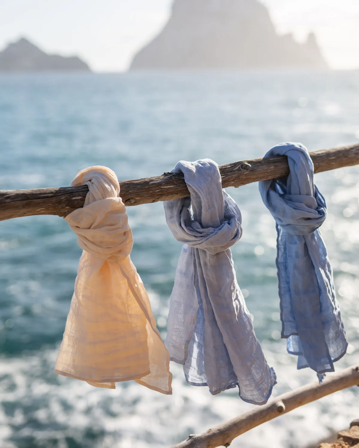 Lightweight Linen Scarf in Light Blue