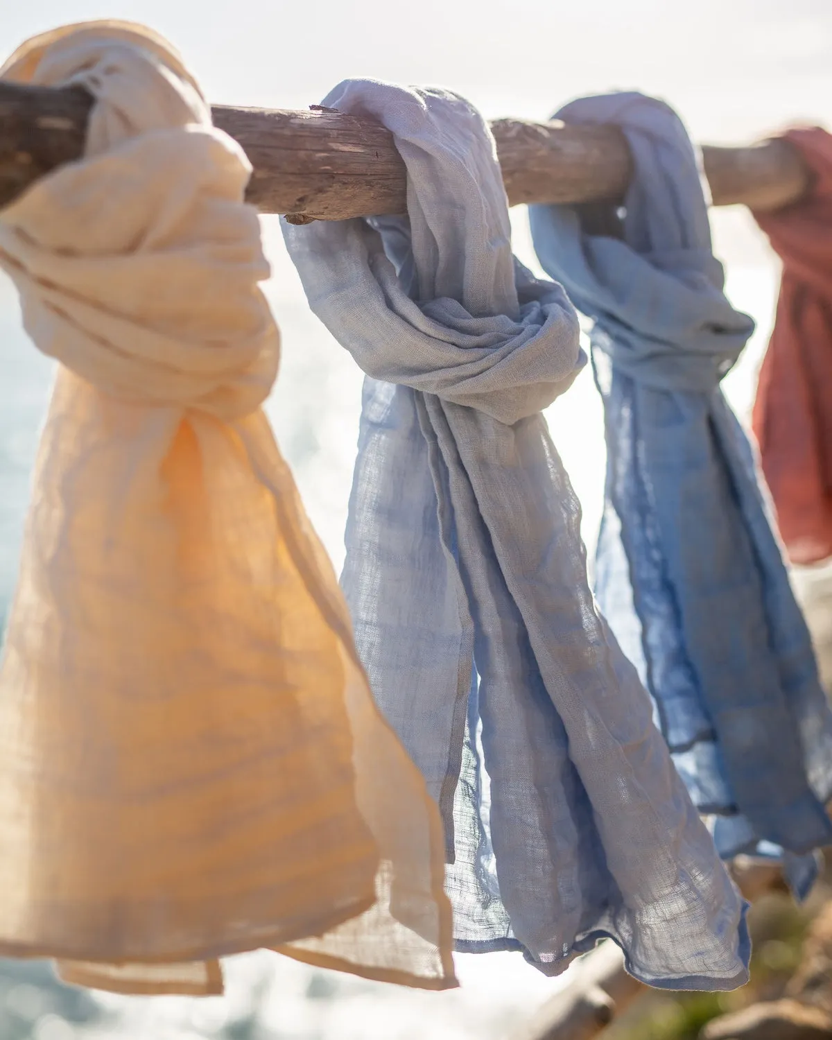 Lightweight Linen Scarf in Light Blue