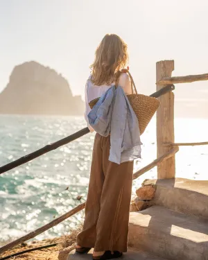 Lightweight Linen Scarf in Light Blue