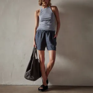 Lightweight Linen Short - Blue Oil