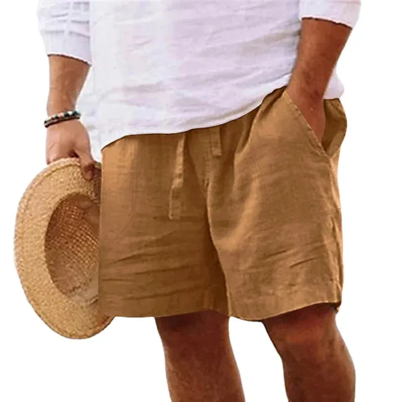Lightweight Men's Cotton Linen Beach Shorts