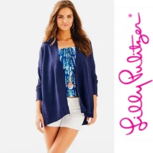 Lilly Pulitzer MELLY LIGHTWEIGHT Cotton Linen CARDIGANTrue Navy