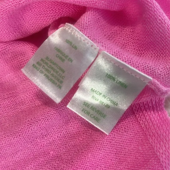 Lilly Pulitzer Size L Pink Alana 100% Linen Boat Neck sweater long sleeves.