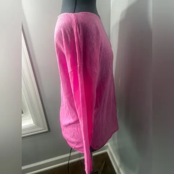 Lilly Pulitzer Size L Pink Alana 100% Linen Boat Neck sweater long sleeves.