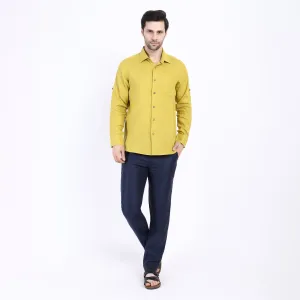 Lime Solid Linen Shirt