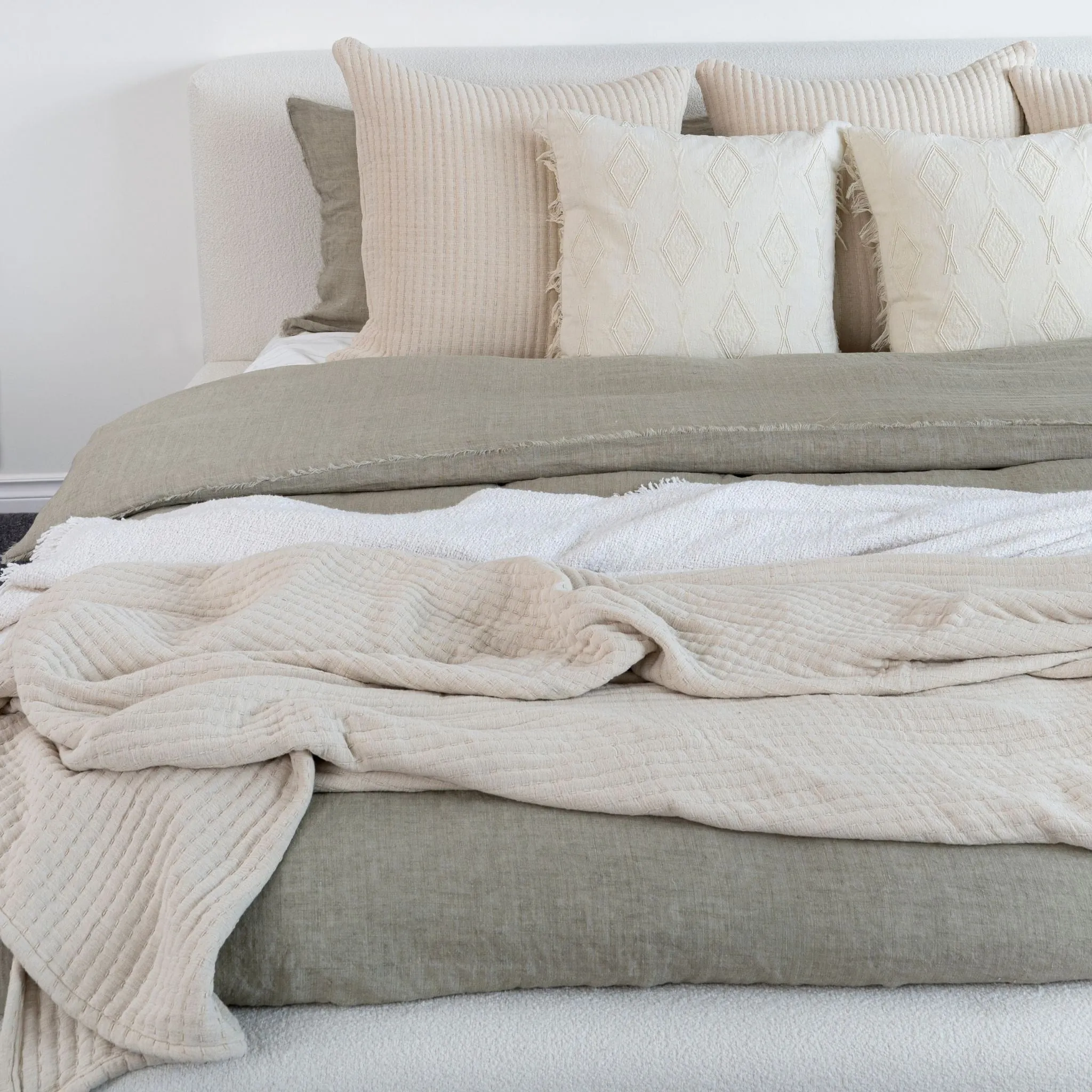 Lina Linen Duvet Set, Sand - KING