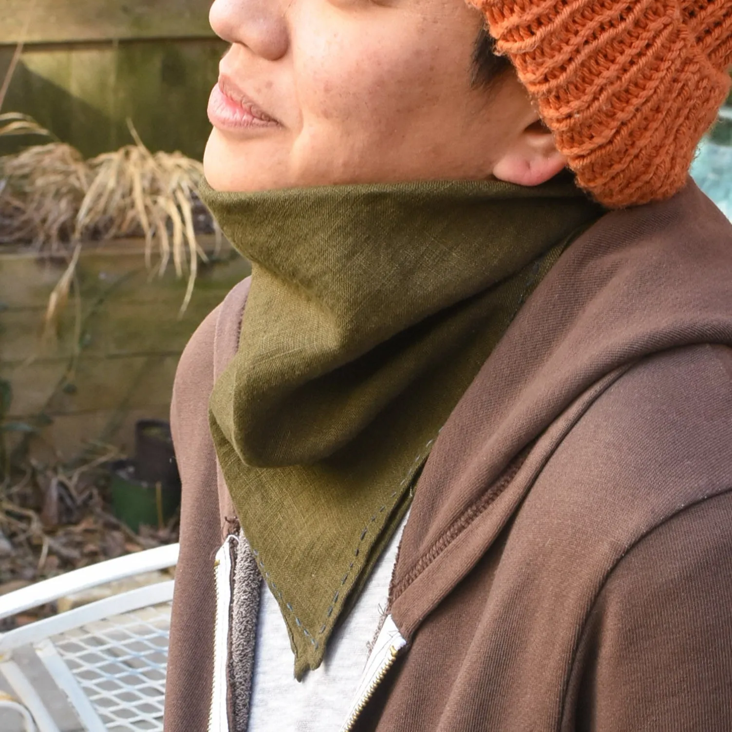Linen Bandana, Knapsack Brown