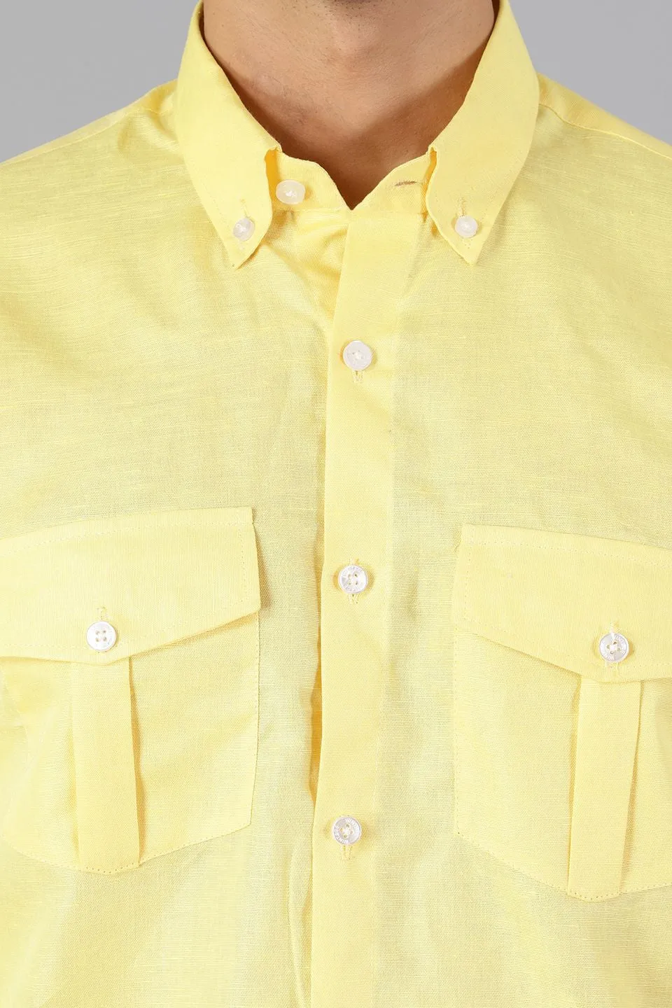 Linen Cotton Yellow Shirt