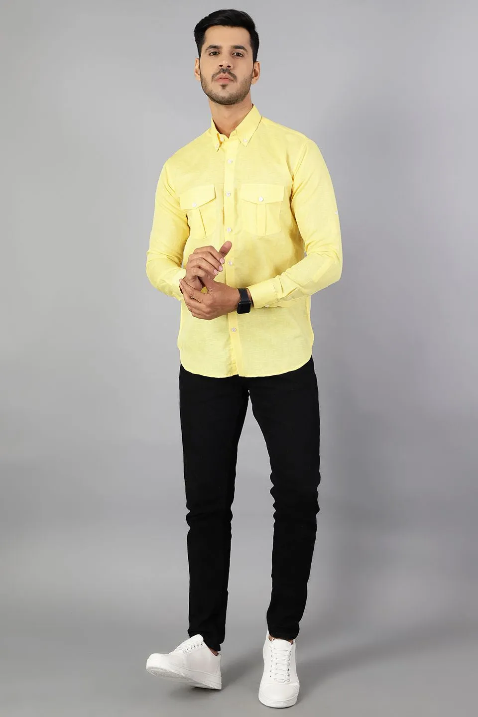 Linen Cotton Yellow Shirt