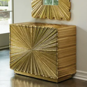 Linen Fold 2 Drawer Chest - Gold